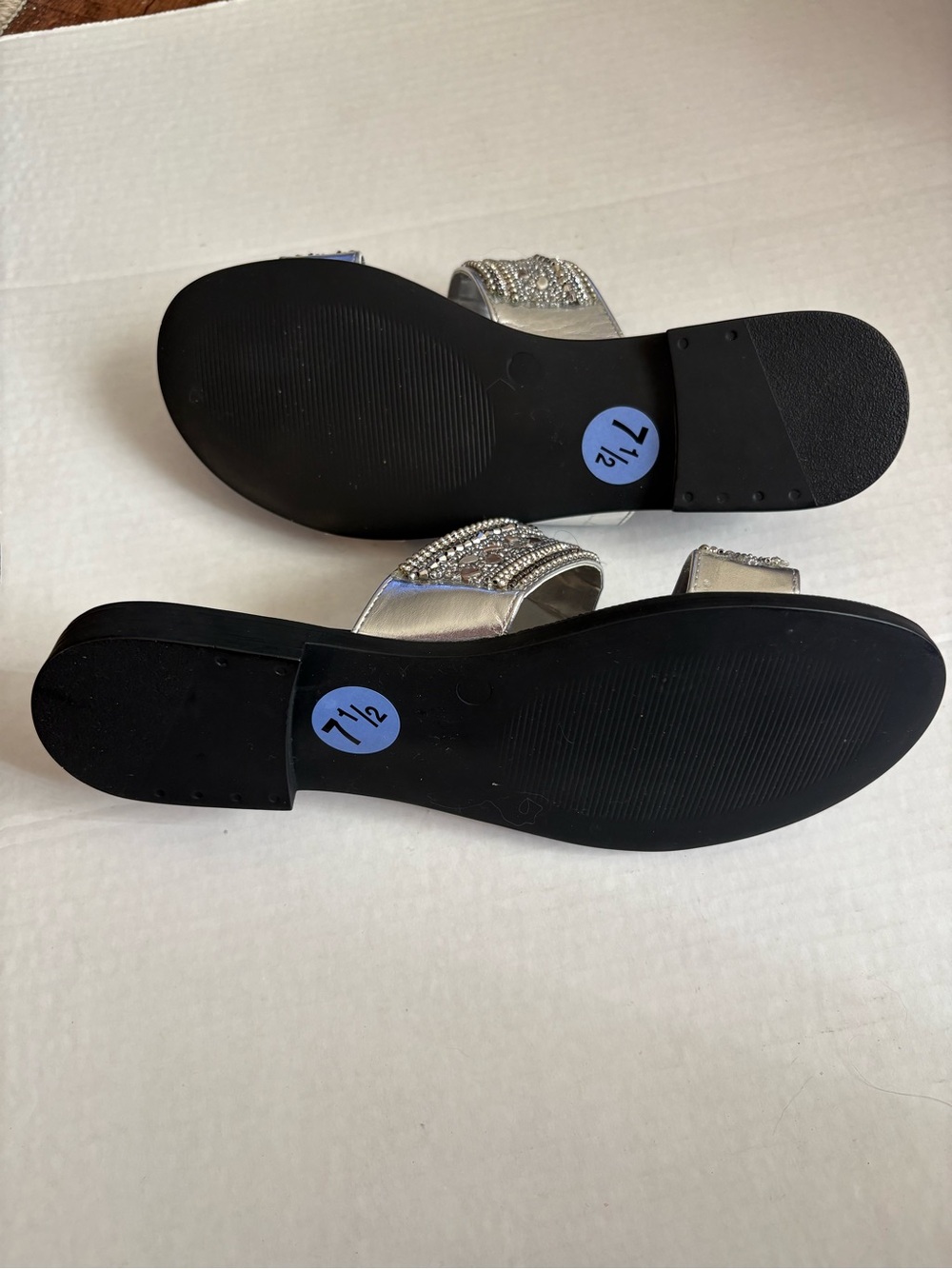 A. Giannetti Women’s Y2K Sz 7.5 Jeweled Rhinestone Double-Strap Slide Sandals. - Picture 10 of 12